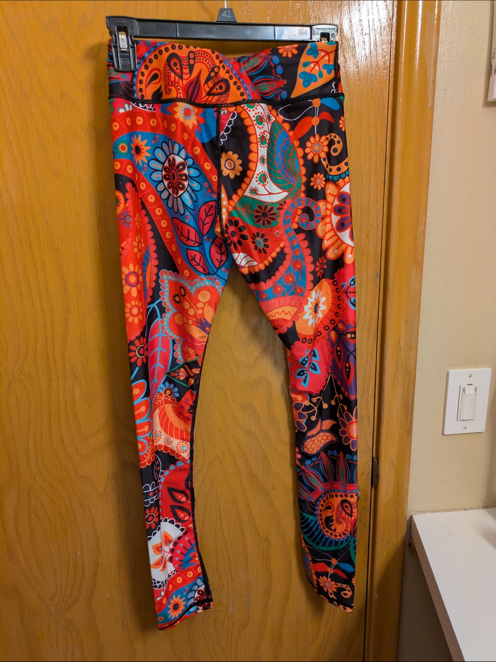 Leggings Of The Month Club- Women's Vibrant Red Paisley Print Leggings